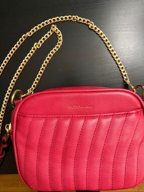 BCBGeneration Coral Pink Quilted Crossbody with Gold Hardware